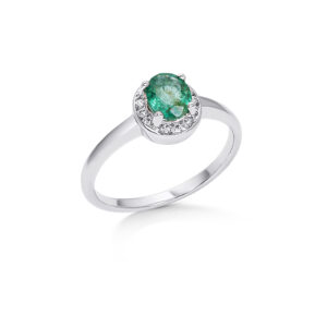 Emerald Diamond Halo Ring