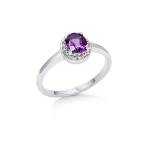 Amethyst Halo Ring