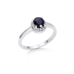 Blue Sapphire Halo Ring
