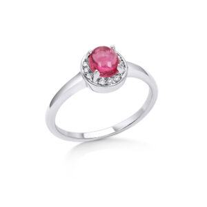 Pink Tourmaline Halo Ring