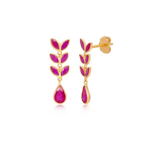 Ruby Leaf Drop Earrings
