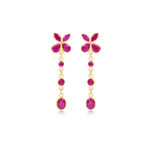 Ruby Blossom Drop Earrings