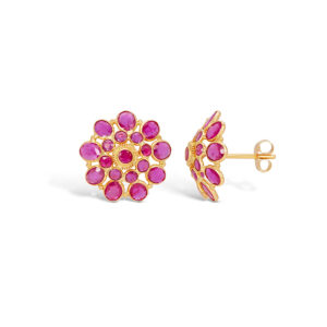 Ruby Rosette Stud Earrings