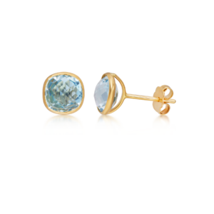 Blue Topaz Cushion Stud Earrings