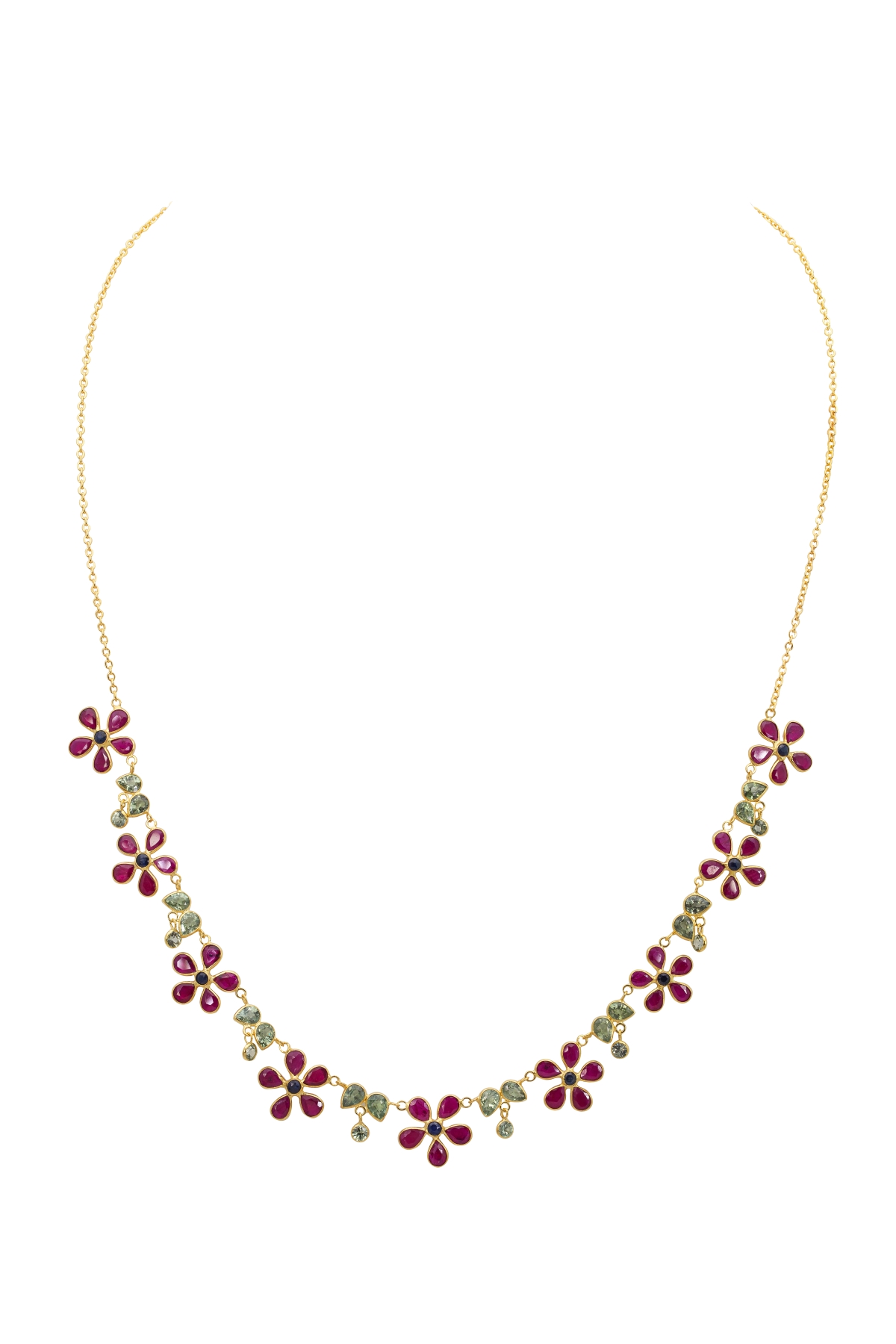 007-01-2026-necklace-N2989M Floral Gemstone Necklace