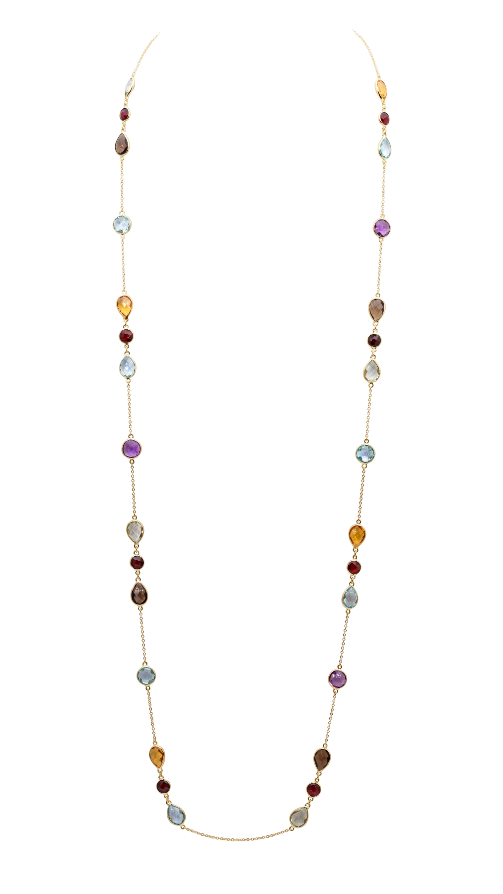 010-01-2026-necklace-N3395SQ GAM SP34 Long Multicolor Gemstone Necklace