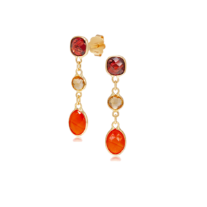 Garnet, Citrine & Carnelian Drop Earrings