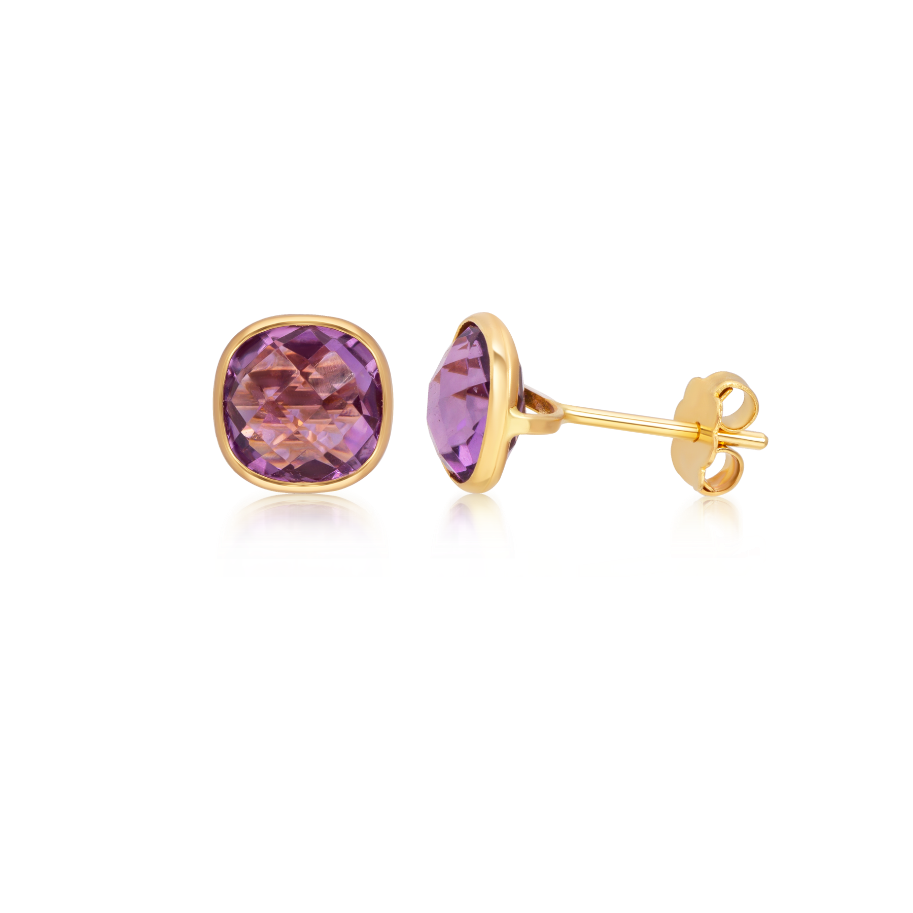 012-01-2026-earrings Amethyst Cushion Stud Earrings