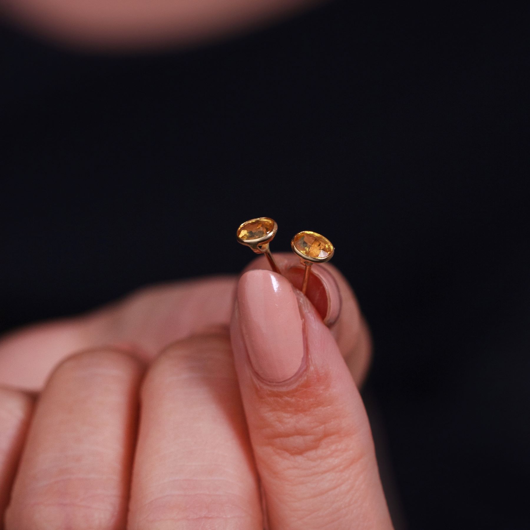 014-01-2026-E643CT(7x5) 1 Citrine Oval Stud Earrings