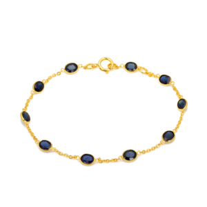 Blue Sapphire Oval Station Bracelet