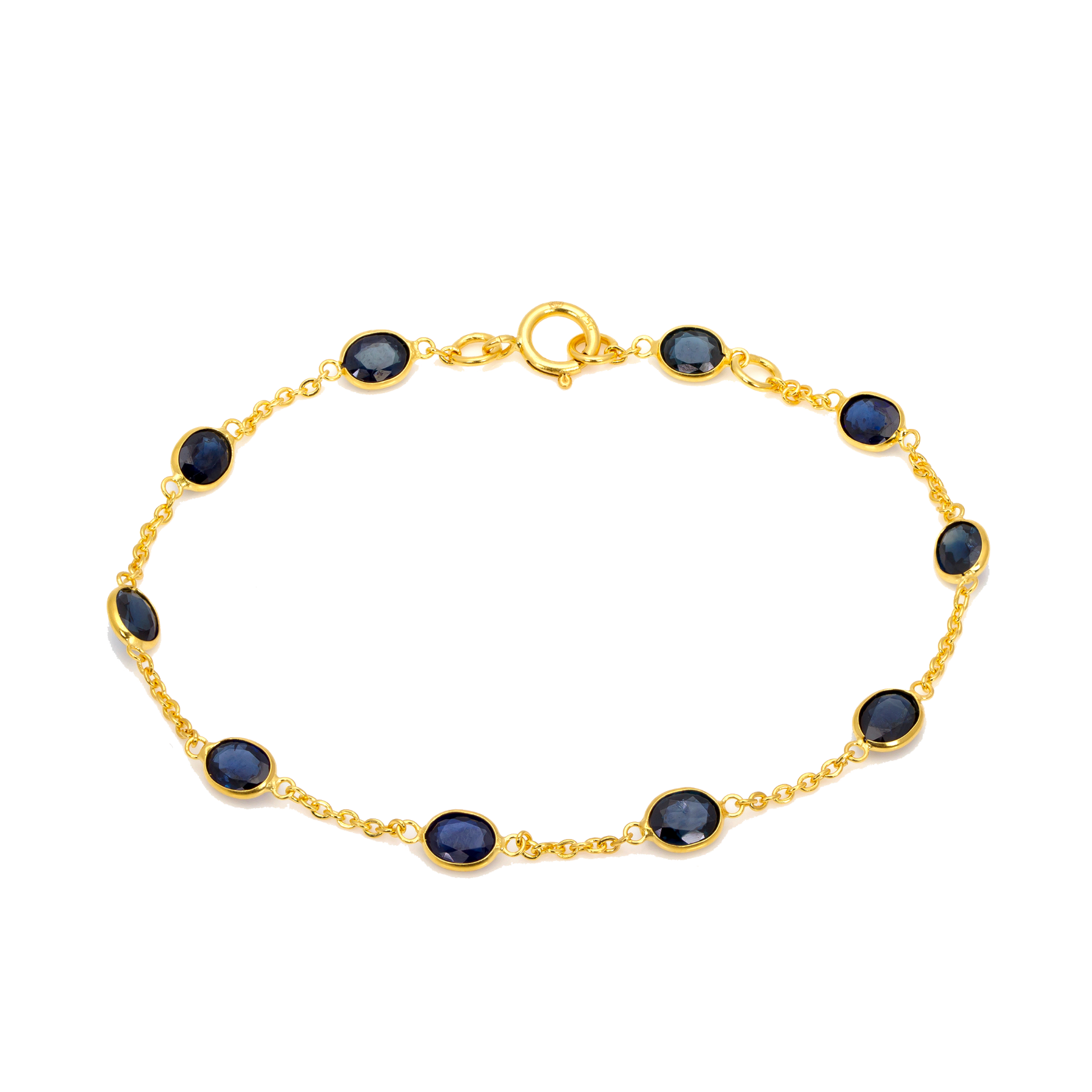 016-01-2026-bracelet-bl Blue Sapphire Oval Station Bracelet