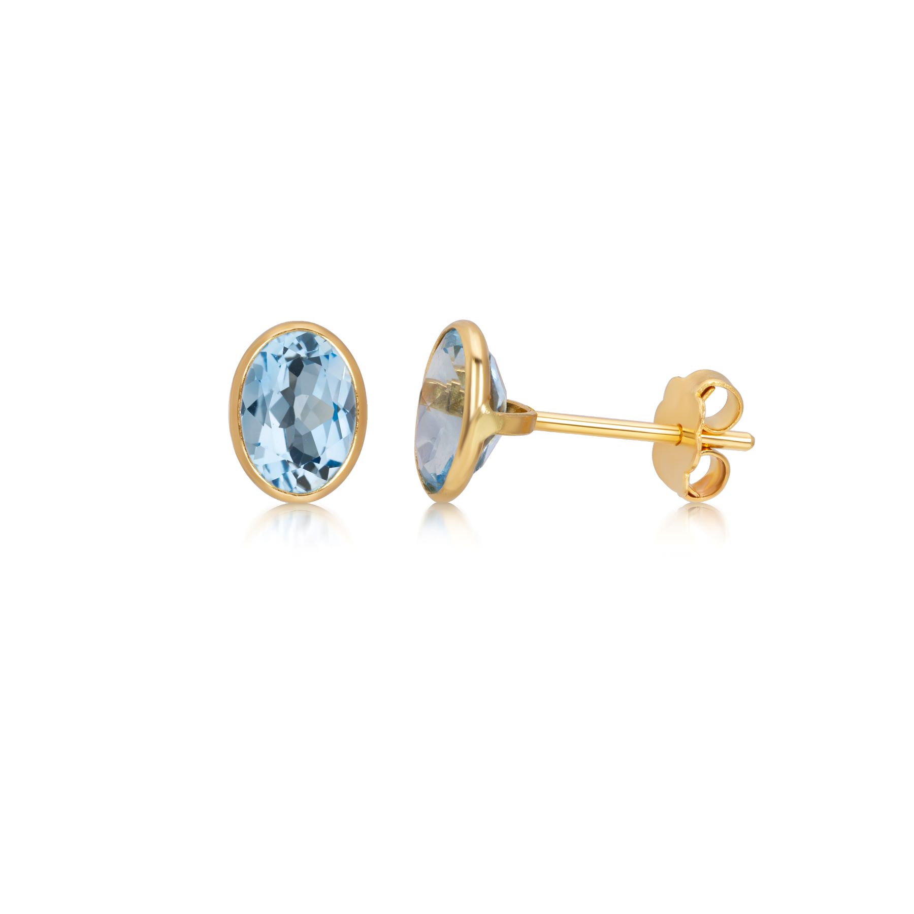 018-03-2026-E643TP(7x5) Blue Topaz Oval Stud Earrings