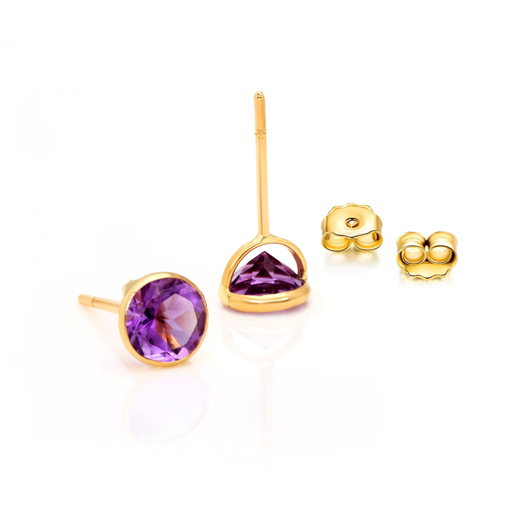 019-01-2026-E646AM(6M) 1 Amethyst Cushion Stud Earrings