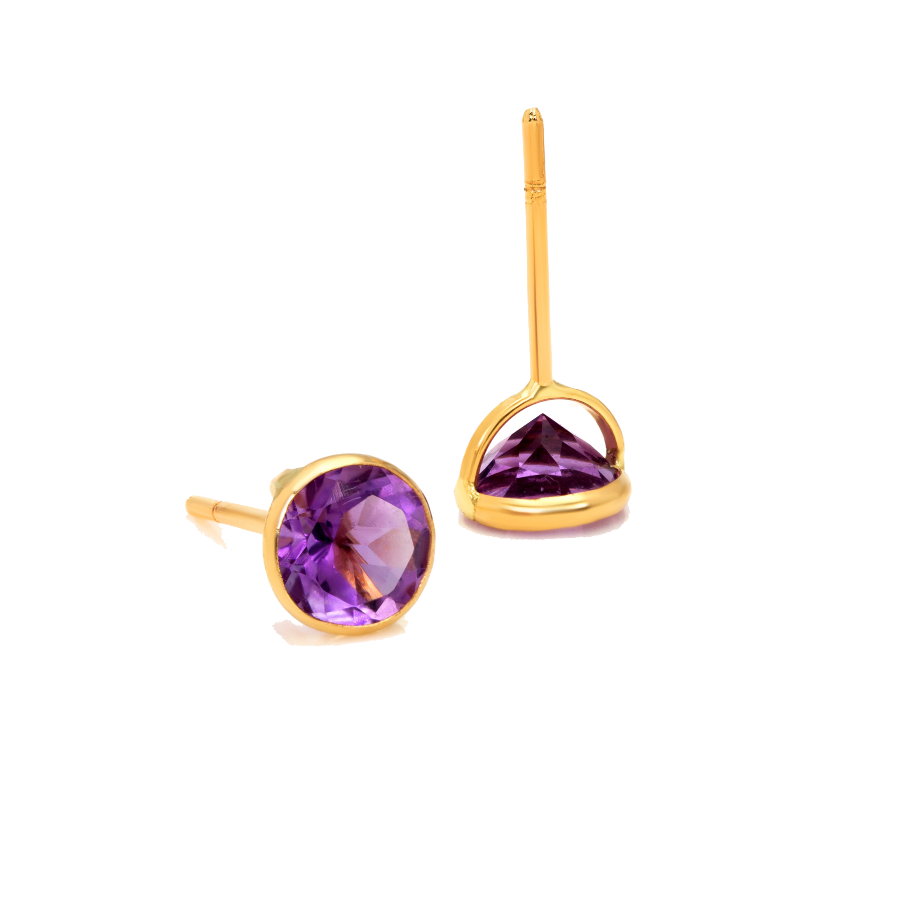 019-04-2026-E646AM(6M) Amethyst Cushion Stud Earrings