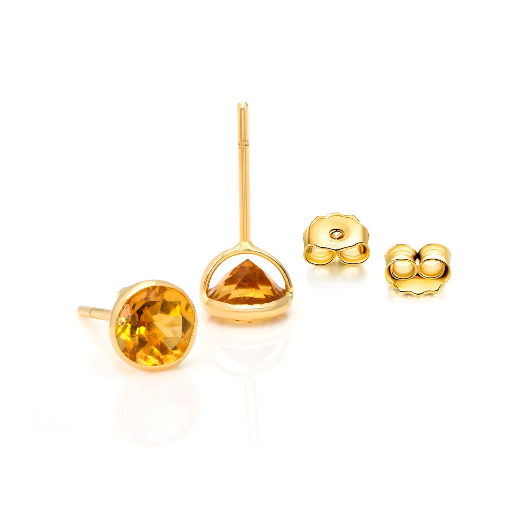 020-01-2026-E646CT(6M) 1 Citrine Round Stud Earrings